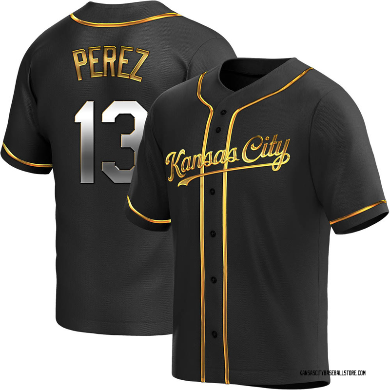 Youth Replica Kansas City Royals Salvador Perez White Home Jersey - Gold